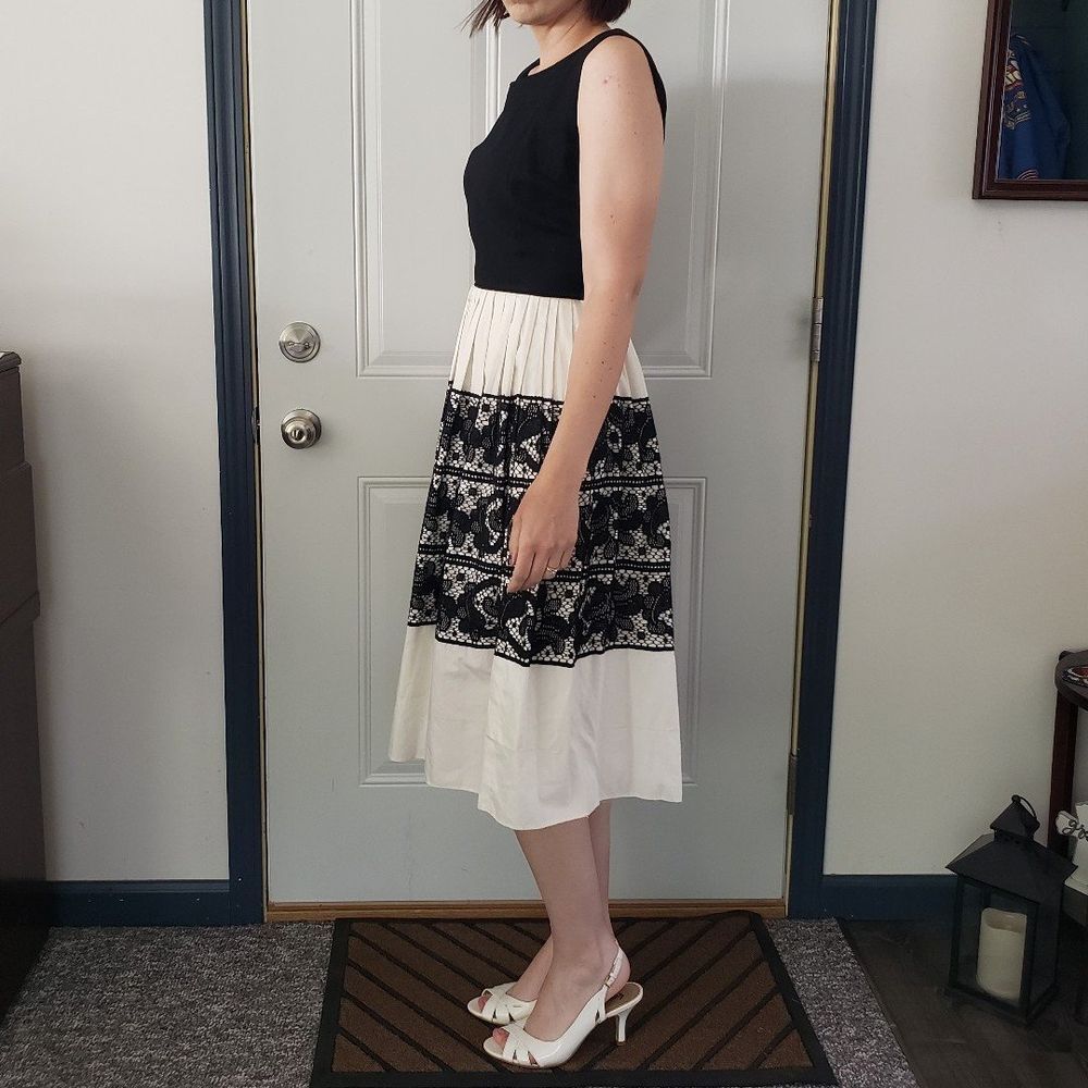 50s/60s Black and White Hand Made Party Dress‎ - Picture 2 of 7